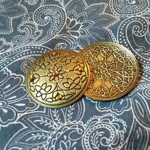 Gold round dangle earrings